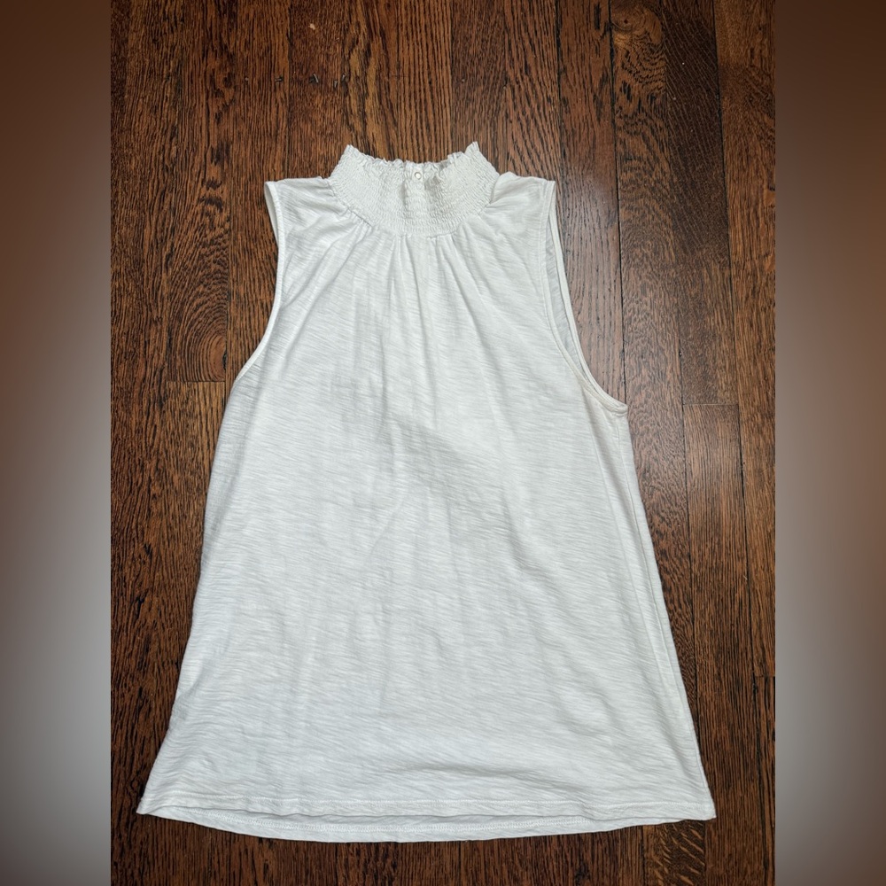 Nation LTD white slub tank size small gold buttons at back neck